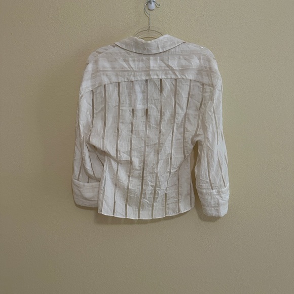 NWT Zara Cream Tie Front Blouse - Picture 6 of 6